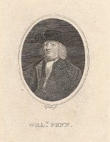 Item #11467 Portrait of William Penn (Full bust, slightly to left, in wide-brimmed hat and white...