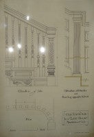 Item #11480 Architectural Drawing ("Old Staircase in my Lee House, Marblehead, Mass"); featuring "Elevation of Side," "Elevation of Pilaster amd Paneling opposite Newell."