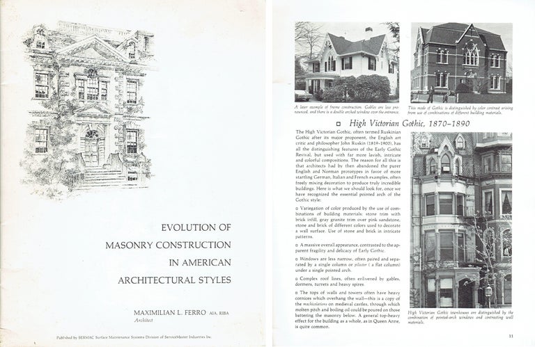 Item #11812 Evolution of Masonry Construction in American Architectural Styles. Architectural History, Maximilian L. Ferro.