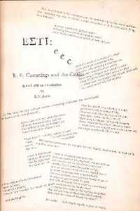 Item #1241 EETI: e e c E.E. Cummings and the Critics. Literary Criticism, S. V. Baum