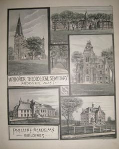 Item #15248 Andover Theological Seminary, Andover, Mass. 1884 Lithograph. Regional, George H. Walker, artist.