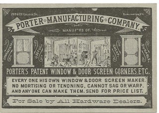 Item #16106 Porter's Patent Window & Door Screen Corners Etc.; For Sale by All Hardware Dealers....