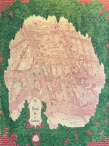 Item #17348 Aerial-Style Map of Harvard Square Area, Cambridge MA. New England, Blaise Domino