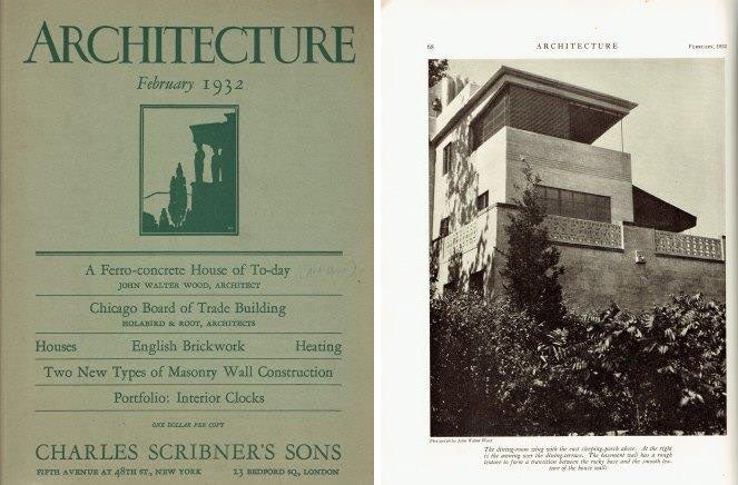 Item #18240 Architecture February 1932 - Featuring "A Ferro-concrete House of Today" - "English Brickwork" - "Masonry Wall Construction" Architecture, Charles Scribner's Sons.
