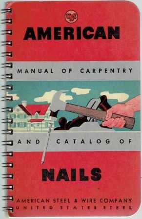 Item #19382 Catalog of United States Steel American Nails; with specifications and data covering staples, wire, barbed wire, tacks, poultry netting, spikes, etc. Building Trades, American Steel, Wire Company.