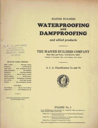 Item #19935 Waterproofing and Dampproofing and Allied Products; A. I. A. Classification 7a and 7b. Building, The Master Builders Company.
