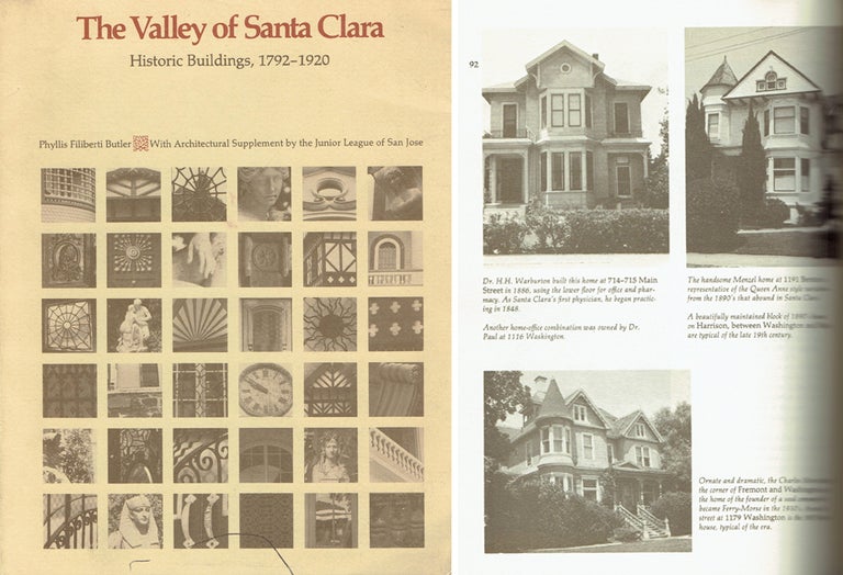 Item #20182 The Valley of Santa Clara: Historic Buildings, 1792-1920. California, Phyllis Filiberti Butler.