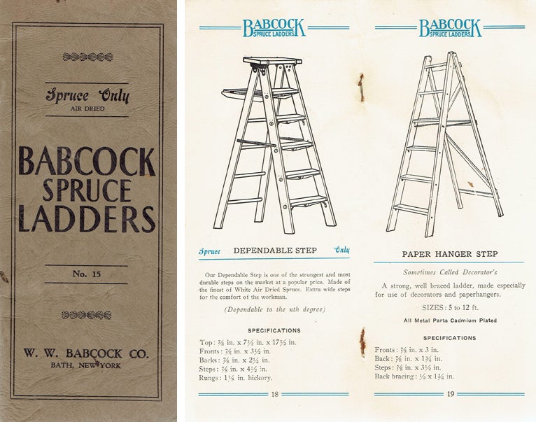 Item #20367 Babcock Spruce Ladders Catalog No. 15. Building Trades, W. W. Babcock Co.