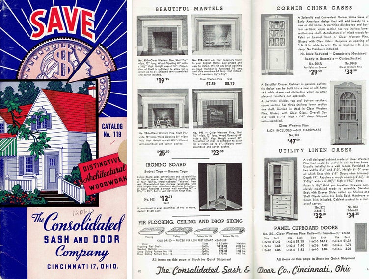 Item #20820 Distinctive Architectural Woodwork Catalog No. 119. Wood, The Consolidated Sash, Door Company.