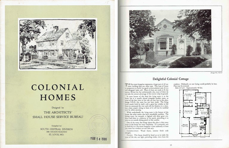Item #20829 Colonial Homes. Pattern Books, Architect's Small House Service Bureau.