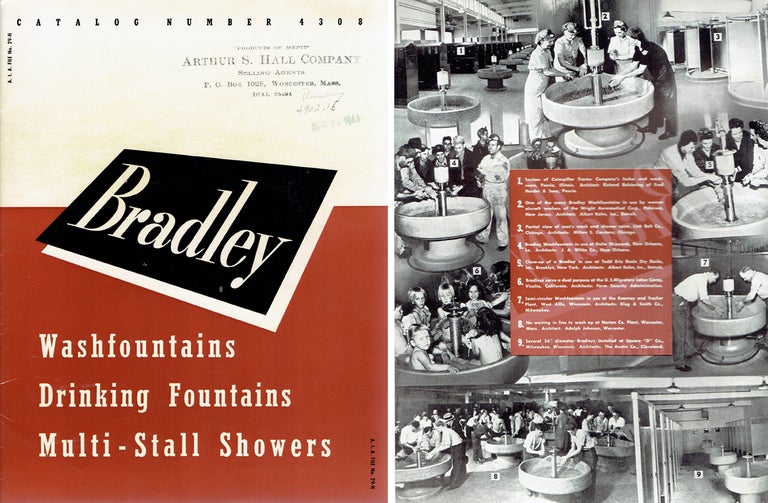 Item #20862 Bradley Washfountains, Drinking Fountains, Multi-Stall Showers; A.I.A. File No. 29-H. Plumbing, Bradley Washfountain Co.