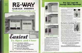 Item #21257 Ro-Way Garage Doors; "Overhead and out of the way" Garages, Rowe Manufacturing Co