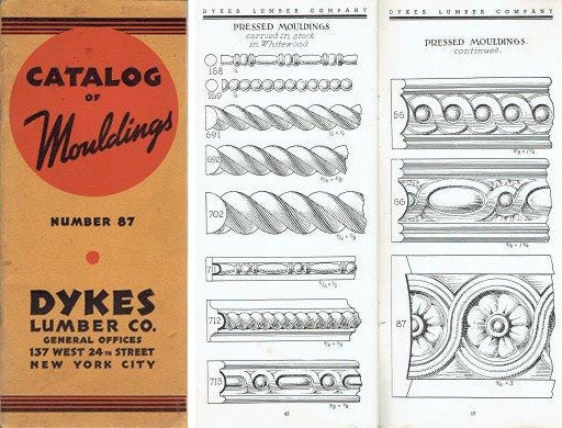 Item #21783 Dykes Catalog of Mouldings, Number 87; "Revised and Modernized" Millwork, Dykes Lumber Company.