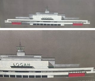 Item #21982 Advertising Poster: Proposed Central Building at Logan Airport in Boston. Architects,...