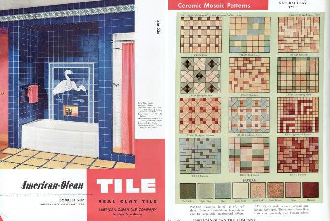Item #22417 American-Olean Tile: Real Clay Tile; Booklet 202; Sweet's Catalog Reprint 1953. Tiles, Pottery.
