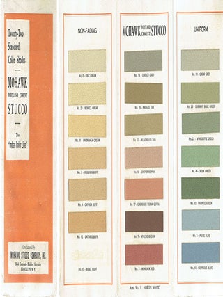 Twenty-Two Standard Color Shades, Mohawk Portland Cement Stucco; The "Indian Color Line". Concrete, Cement.