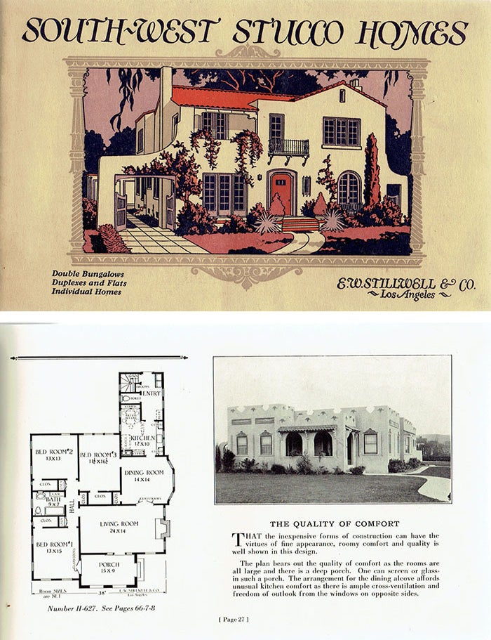 Item #23864 South-West Stucco Homes; A Plan and Style Book of Detached Bungalows, Two-Story Residences, Duplexes, Apartments for Two, Three and Four Families. Pattern Book, E. W. Stillwell, Co.