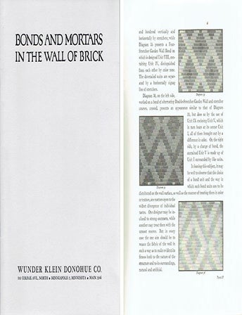 Item #23893 Bonds and Mortars in the Wall of Brick; An Essay on Design in Patterns for Brickwork. Concrete, Cement.
