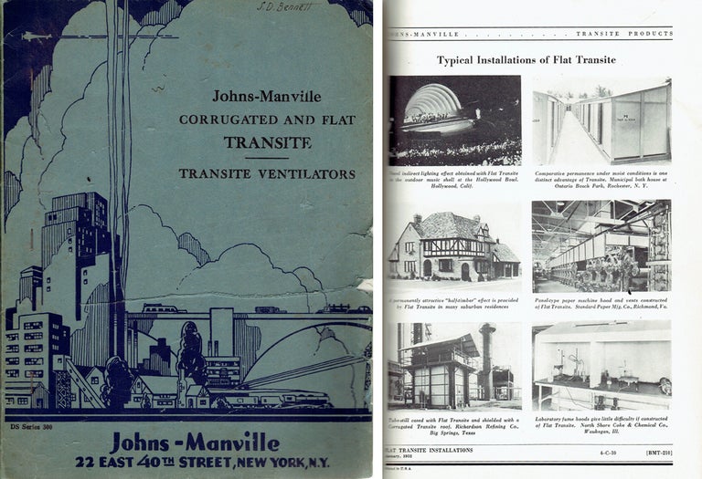 Item #7263 Johns-Manville Corrugated and Flat Transite: Transite Ventilators. Roofing, Johns-Manville.